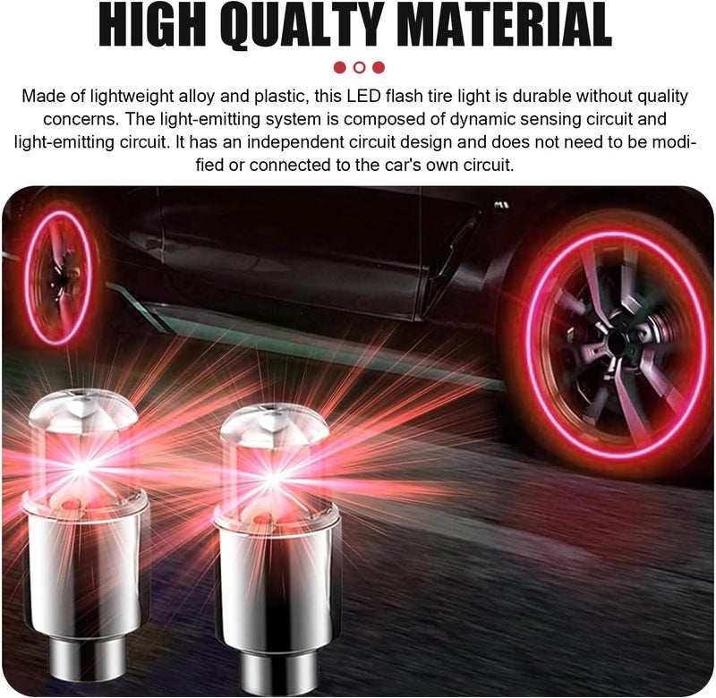 MLY 6 PCS LED Tire Valve Caps, Waterproof Wheel Tire Valve Lights, Wheel Rim Accent Lighting with Night Safety Mode & Style-Enhancing Glow Technology, Universal for Cars/Trucks/SUVs/Motorcycles (Red) - Image 3